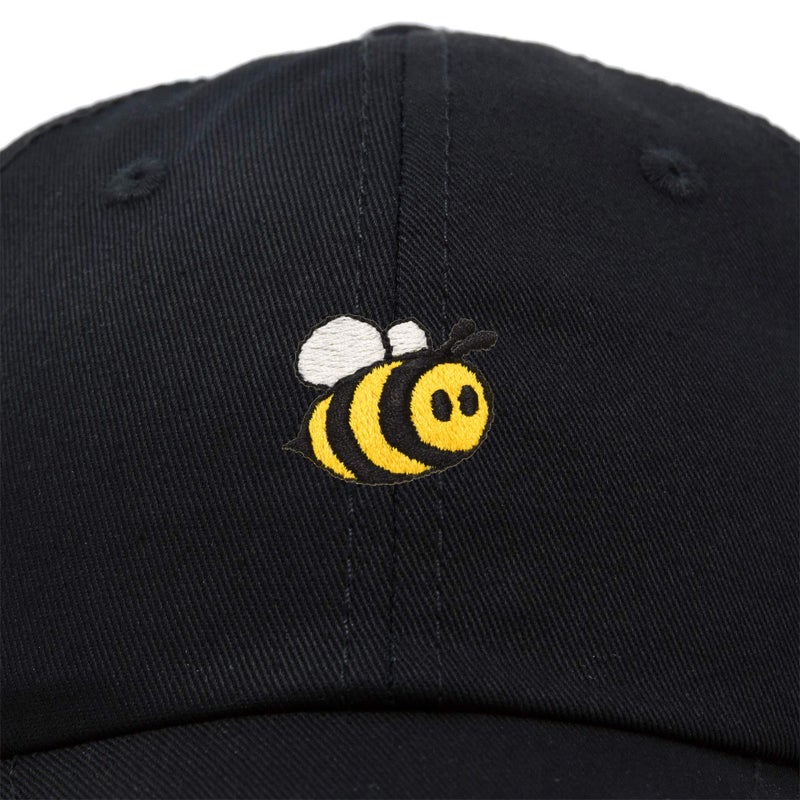 DALIX Bumble Bee Baseball Cap Dad Hat Embroidered Womens Girls in Black - Image 2